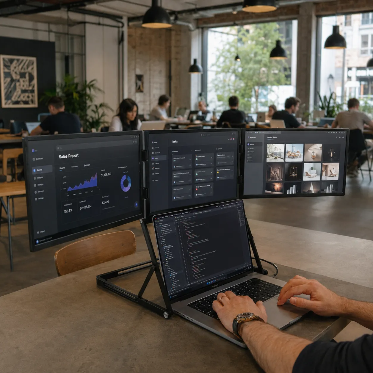 ROVE Horizon 3 used for analytics and creative work in a café