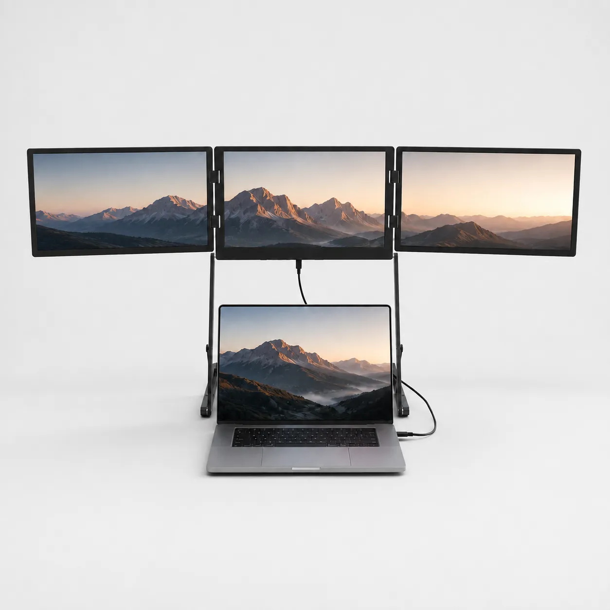 ROVE Horizon 3 with three displays open above a laptop
