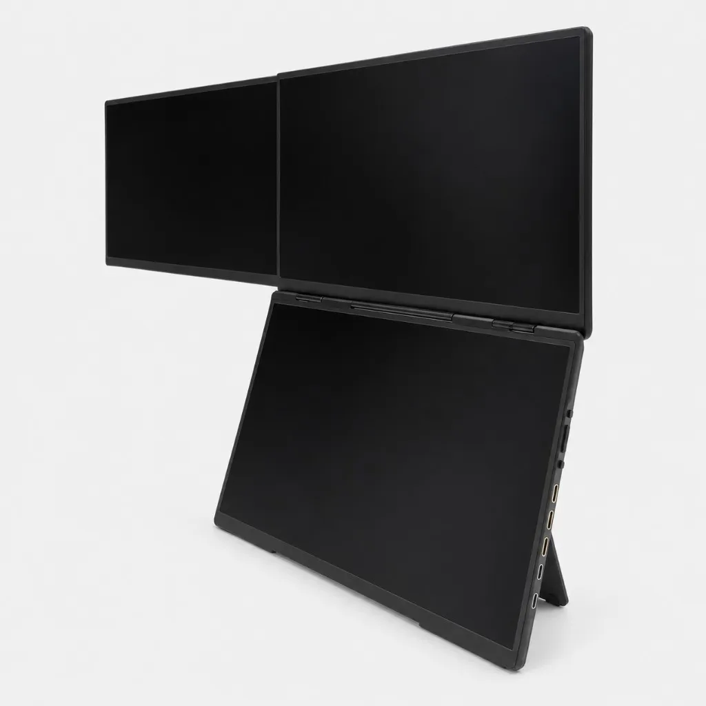 ROVE Apex 3 unfolded with the kickstand out, screens off, side profile