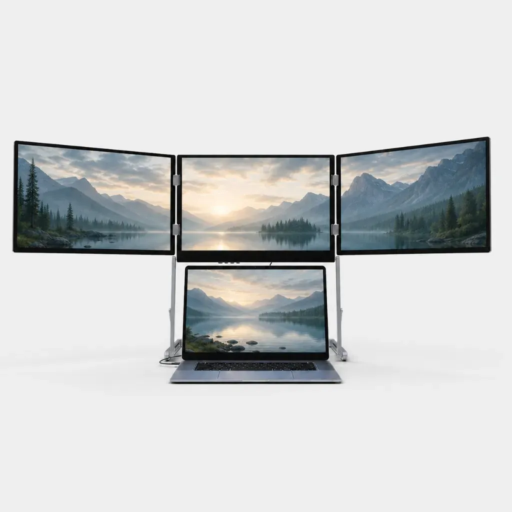 Silver ROVE Horizon 3 on a laptop, four screens showing a mountain landscape